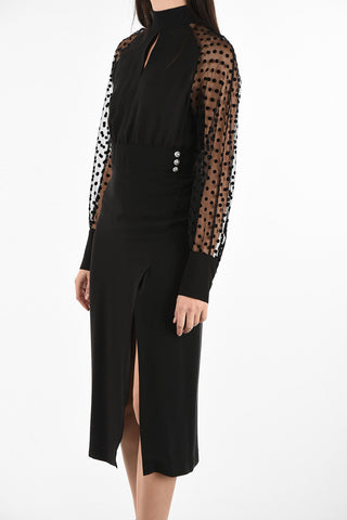 split-front hem silk dress