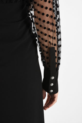 split-front hem silk dress