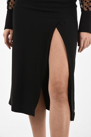 split-front hem silk dress