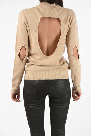 cashmere crew-neck sweater with bare back
