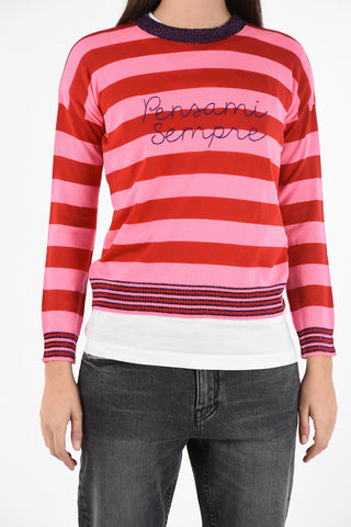 awning striped crew-neck sweaterwith Lurex Details