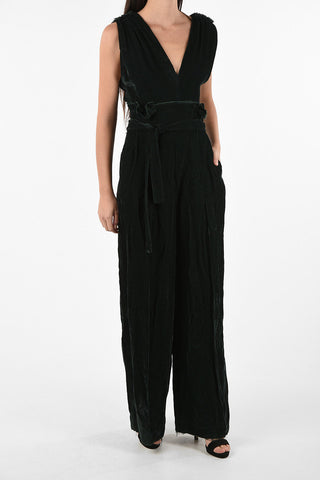 v-shape backline corduroy SAKURA jumpsuit