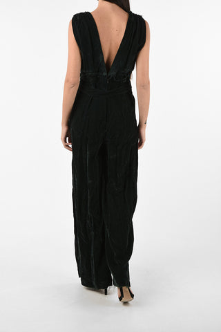 v-shape backline corduroy SAKURA jumpsuit