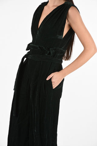 v-shape backline corduroy SAKURA jumpsuit