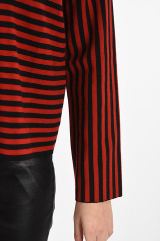 awning striped tie neck sweater