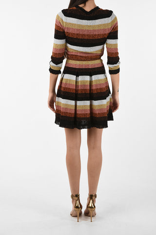 knit and lurex mini dress with Fur detail