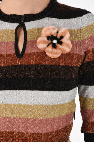 knit and lurex mini dress with Fur detail