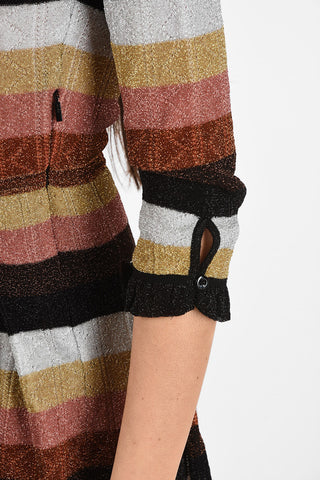 knit and lurex mini dress with Fur detail