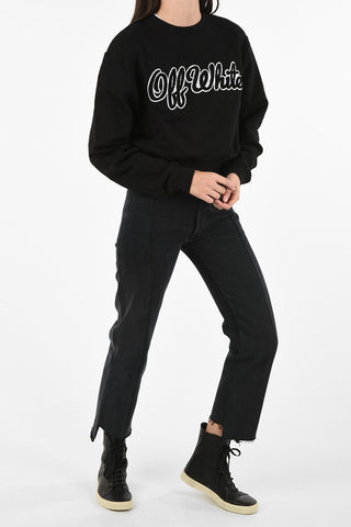 crew-neck sweatshirt with Shearling Embroidery