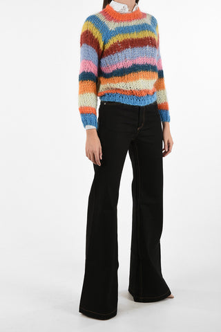 crochet crew-neck sweater