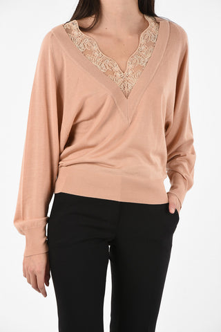 v-neck sweater with lace details