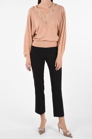 v-neck sweater with lace details