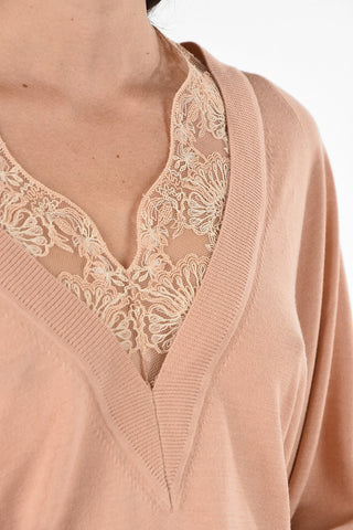 v-neck sweater with lace details