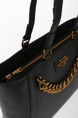 LOVE Faux Leather NEW CHAIN HEART Tote Bag