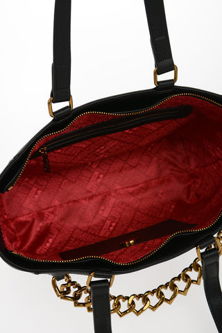 LOVE Faux Leather NEW CHAIN HEART Tote Bag