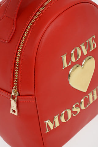 LOVE Faux Leather PADDED SHINY HEART Backpack