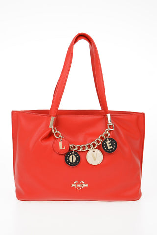 LOVE Faux Leather LOVELY CHARMS Tote Bag