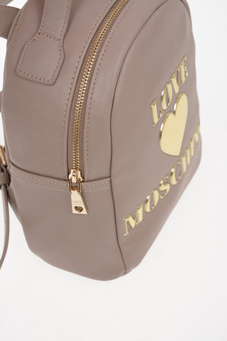 LOVE Faux Leather PADDED SHINY HEART Backpack