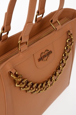 LOVE Faux Leather NEW CHAIN HEART Tote Bag
