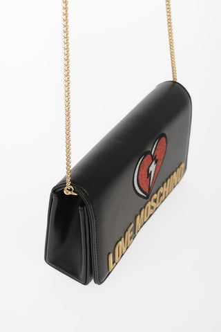 LOVE Faux Leather PADDED SHINY HEART Pochette