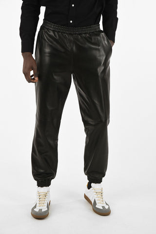 Leather Pants With Ankle Elastic Band