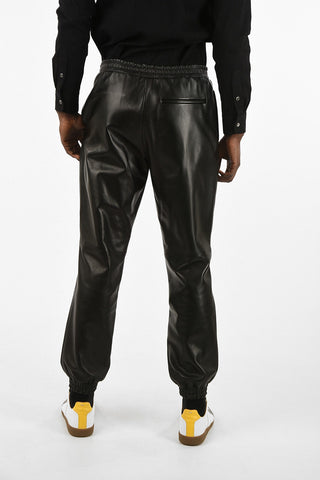 Leather Pants With Ankle Elastic Band
