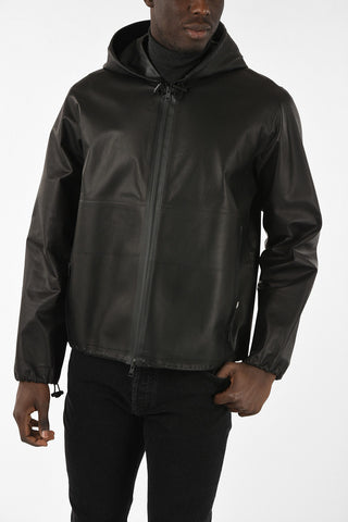 Leather Hooded jacket