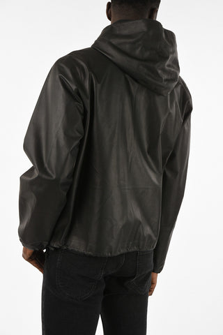Leather Hooded jacket