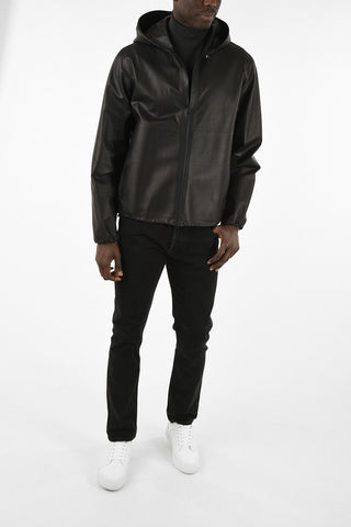 Leather Hooded jacket