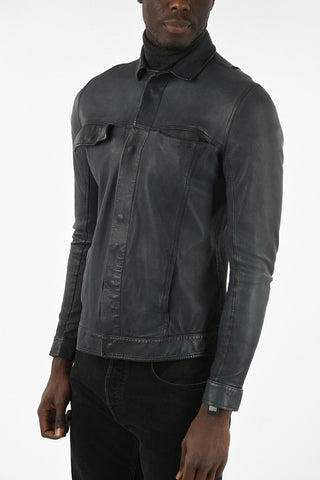 Leather Overshirt with snap Buttons