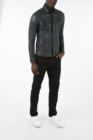 Leather Overshirt with snap Buttons