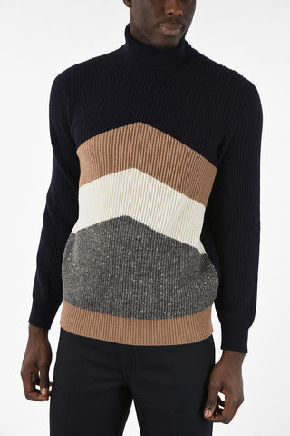 Wool Silk and Cashmere High Neck Sweater 
