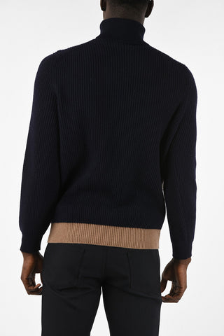 Wool Silk and Cashmere High Neck Sweater 