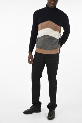 Wool Silk and Cashmere High Neck Sweater 