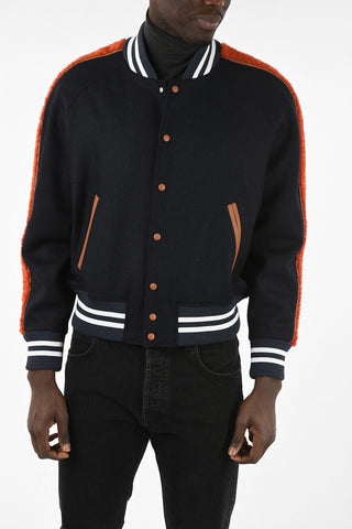 Wool Bomber With Shearling Details