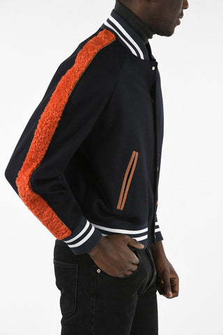Wool Bomber With Shearling Details