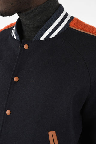 Wool Bomber With Shearling Details