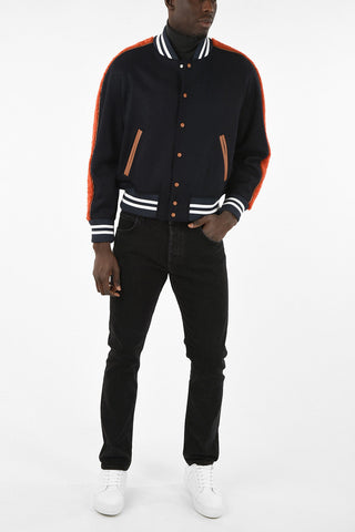Wool Bomber With Shearling Details