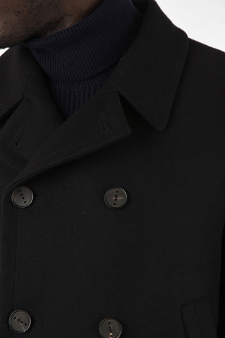 Double Breasted UGGIANO Jetted Pocket Coat with Center Vent