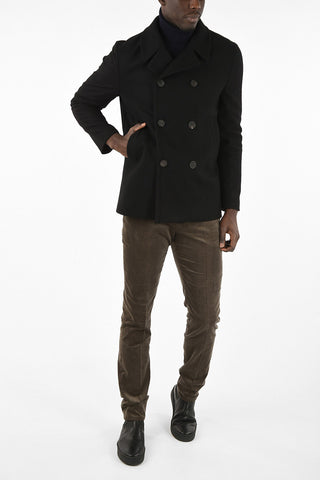 Double Breasted UGGIANO Jetted Pocket Coat with Center Vent