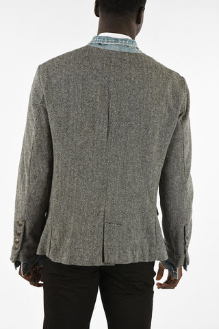 plain herringbone Denim details outerwear jacket