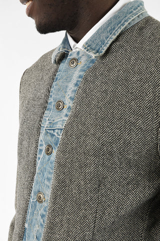plain herringbone Denim details outerwear jacket