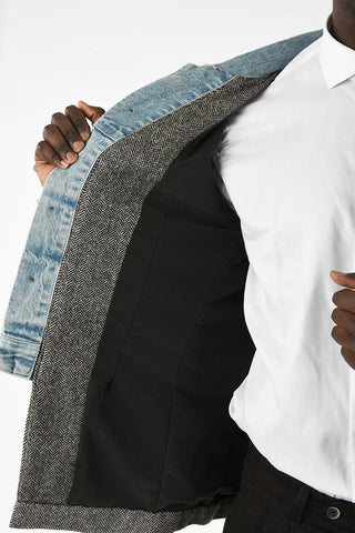 plain herringbone Denim details outerwear jacket