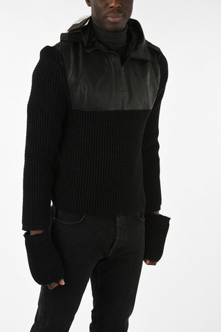 Destructured Knitted Jacket With Leather Details