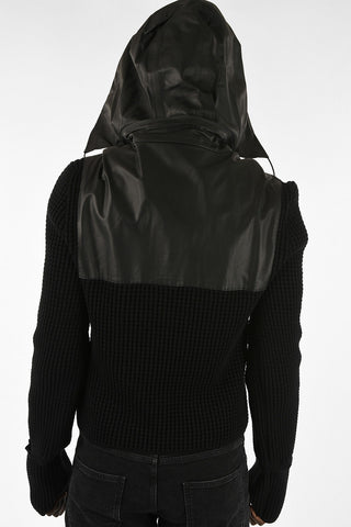 Destructured Knitted Jacket With Leather Details