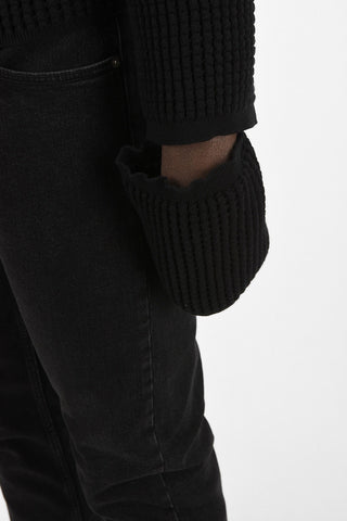 Destructured Knitted Jacket With Leather Details
