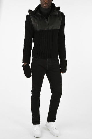Destructured Knitted Jacket With Leather Details