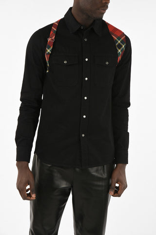 Denim Shirt With Tartan Details