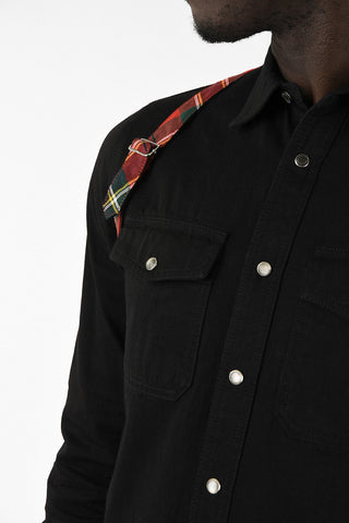 Denim Shirt With Tartan Details