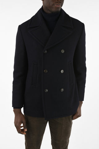 Virgin Wool Double Breasted Coat With Two Back Vents